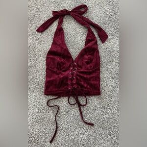 Women’s Corset Burgundy Halter Top Size XS